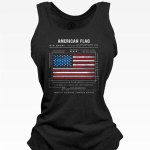 Patriotic Black Tank Top with American Flag Design